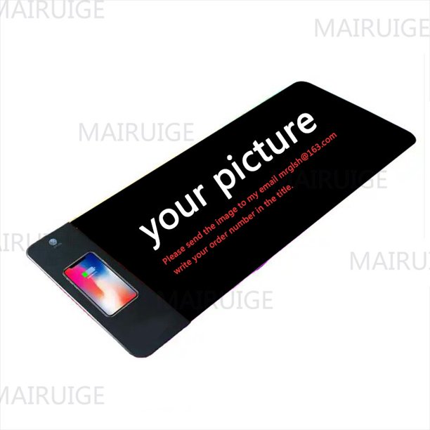 Alfombrilla de ratón de carga inalámbrica para Gamer, alfombrilla de ratón antideslizante personalizada, RGB, luminosa, para escritorio, teclado de ordenador portátil, LED brillante, 15W LIUWENJING unisex