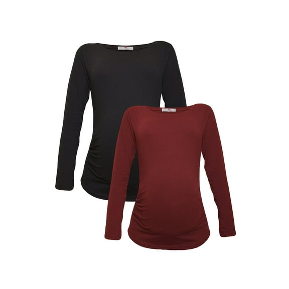 LVMA2300 - 2 Pack - 100% premium Cotton - Women Long Sleeve Maternity T-Shirt