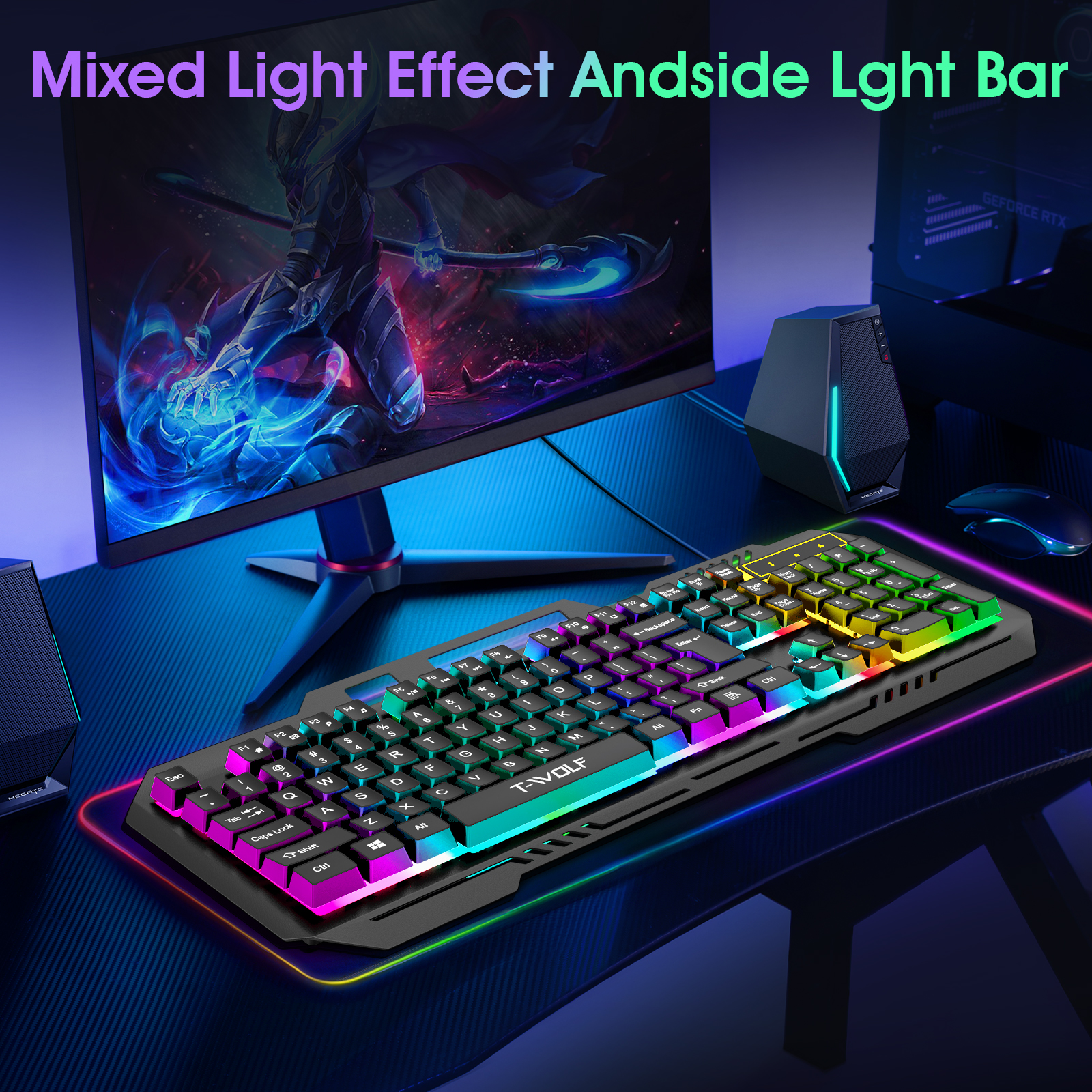 Muzpu T16 Mechanical Gaming Keyboard, RGB Backlit, Black photo 2