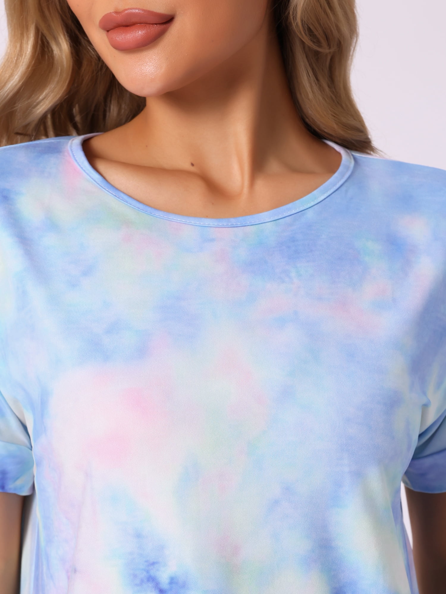 DARING DIVA Women's Tie Dye T-shirts with Pants Pajamas Set L Multicolor