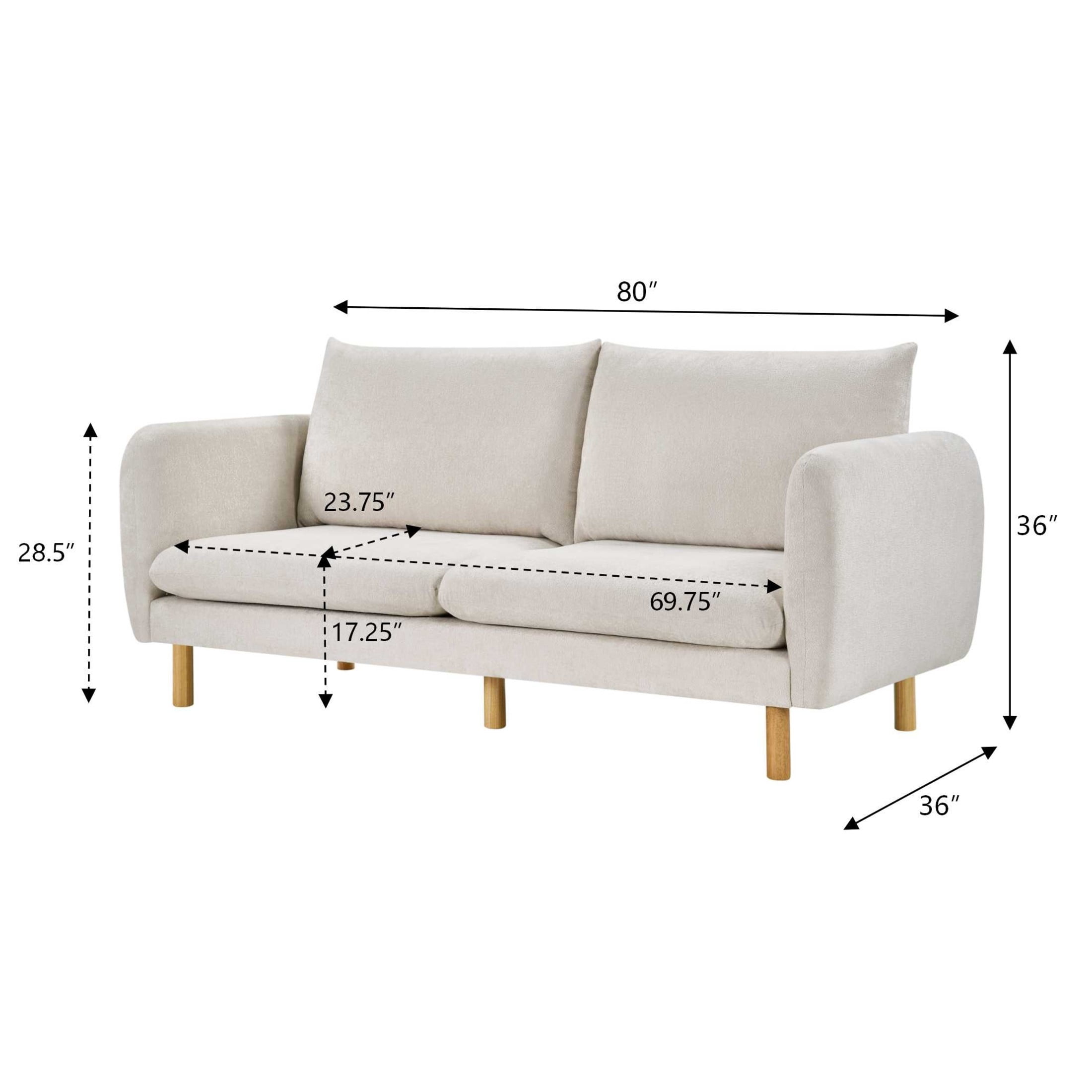 Christopher Knight Home 80" Modern Boucle Sofa, 3-Seater Upholstered Couch with Oversized Cushions, Beige