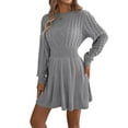 thumbnail image 2 of Women'S Fall Long Sleeve Mock Neck Sweater Dress Casual Loose Ribbed Knit Mini Short Pullover Dresses Grey L, 2 of 9