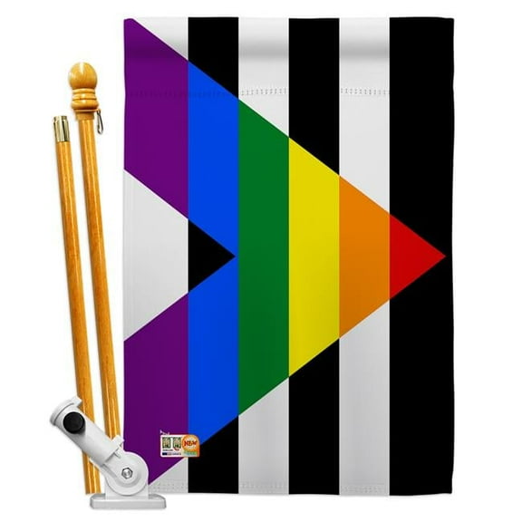 Americana Home & Garden AA-ST-HS-148023-IP-BO-D-US18-AG 28 x 40 in. Straight Allies for Equality Inspirational Support Impressions Decorative Vertical Double Sided House Flag Set & Pole Bracket Hardwa