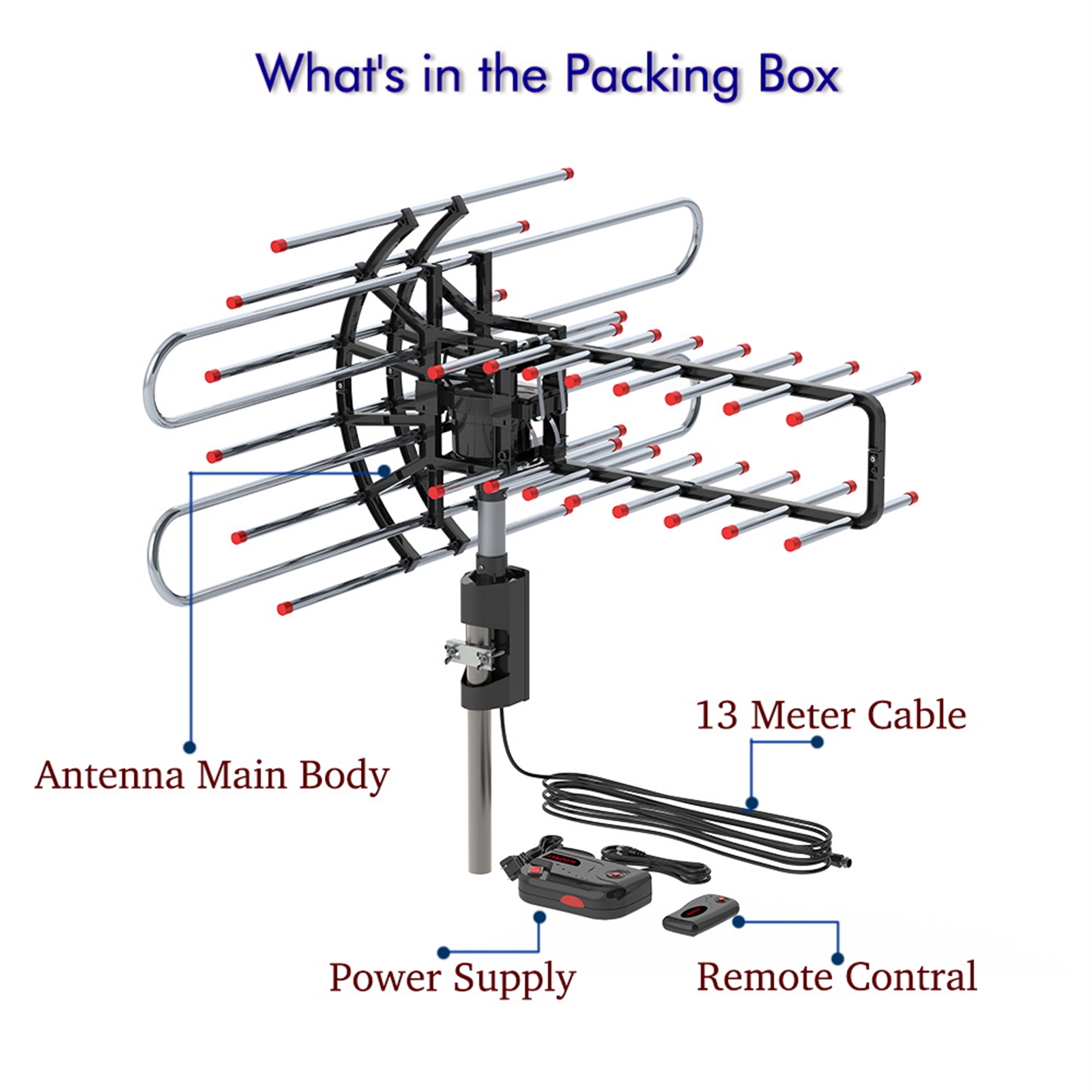 Plus 360°Rotation UV Dual Frequency 45-860MHz 22-38dB 42.65ft cable Outdoor Antenna