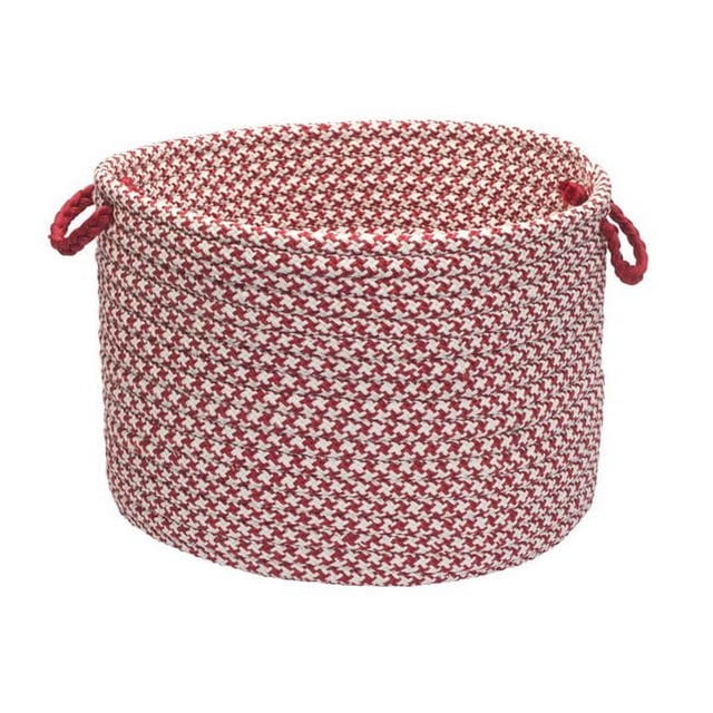 Outdoor Houndstooth Tweed- Sangria 14''x10'' Utility Basket
