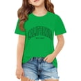 thumbnail image 2 of Girls T Shirts Letter Print Crew Neck Short Sleeve Tee for Casual Wear Girls Tops Green 3 Years-4 Years, 2 of 8