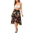 thumbnail image 2 of Allegra K Women's Floral Glitter High Waist Tie Asymmetric Hem Chiffon Midi Wrap Skirt, 2 of 6