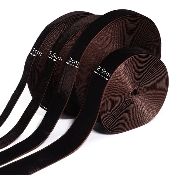 5-10yards/roll Velvet Ribbons Deep Brown Color Single Face Flocking Webbing For DIY Christmas Crafts Party Wrapping Decoration