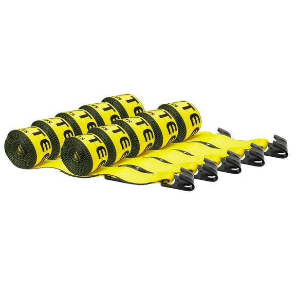 (10 Pack) 3" X30' Winch Straps w/Flat Hook, WLL 5000 Flatbed Tie Down Strap