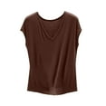thumbnail image 1 of AherBiu Womens Tops Summer 2024 Cap Sleeve Loose Sleepwear V Neck Comfy Basic Solid Color Homewear Tshirts, 1 of 5