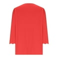thumbnail image 4 of AVTOIFY Summer Womens Blouses Dressy Casual, Women's Summer Solid Color Quarter Sleeve Temperament V-neck Pullover Top Red M, 4 of 6