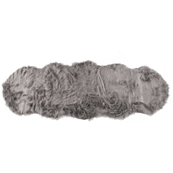 2' X 6' Gray Sheepskin Double Area Rug