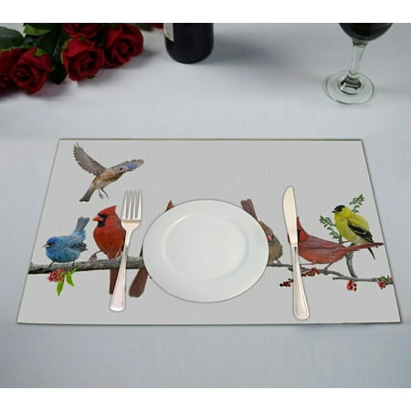

ABPHQTO Colorful Songbird Celebration Table Placemat Food Mat 12x18 Inch Pack of 2