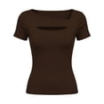 thumbnail image 3 of Posijego Going out Tops for Women Crewneck Short Sleeve Summer Slim Classic T-Shirts Trendy Casual Shirts for Women, 3 of 7
