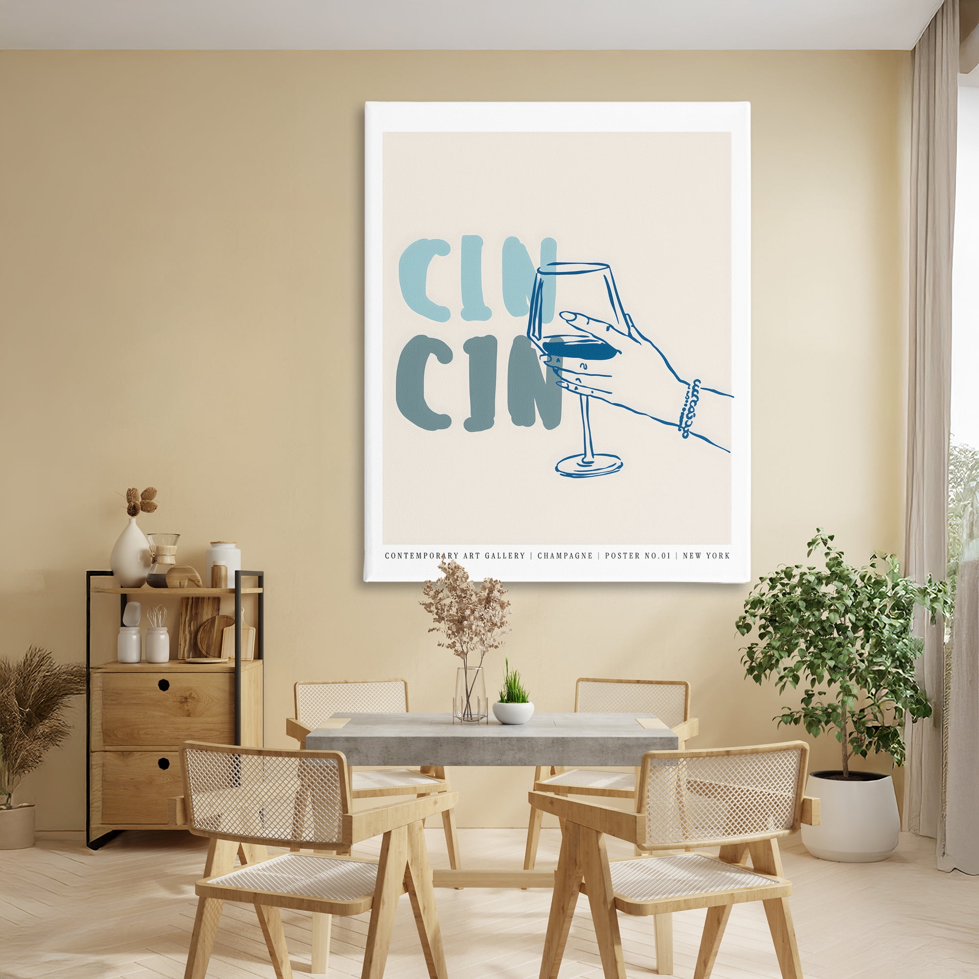 Stupell Industries Cin Cin Blue Champagne Toast Canvas Wall Art, design by The Prints Vibe