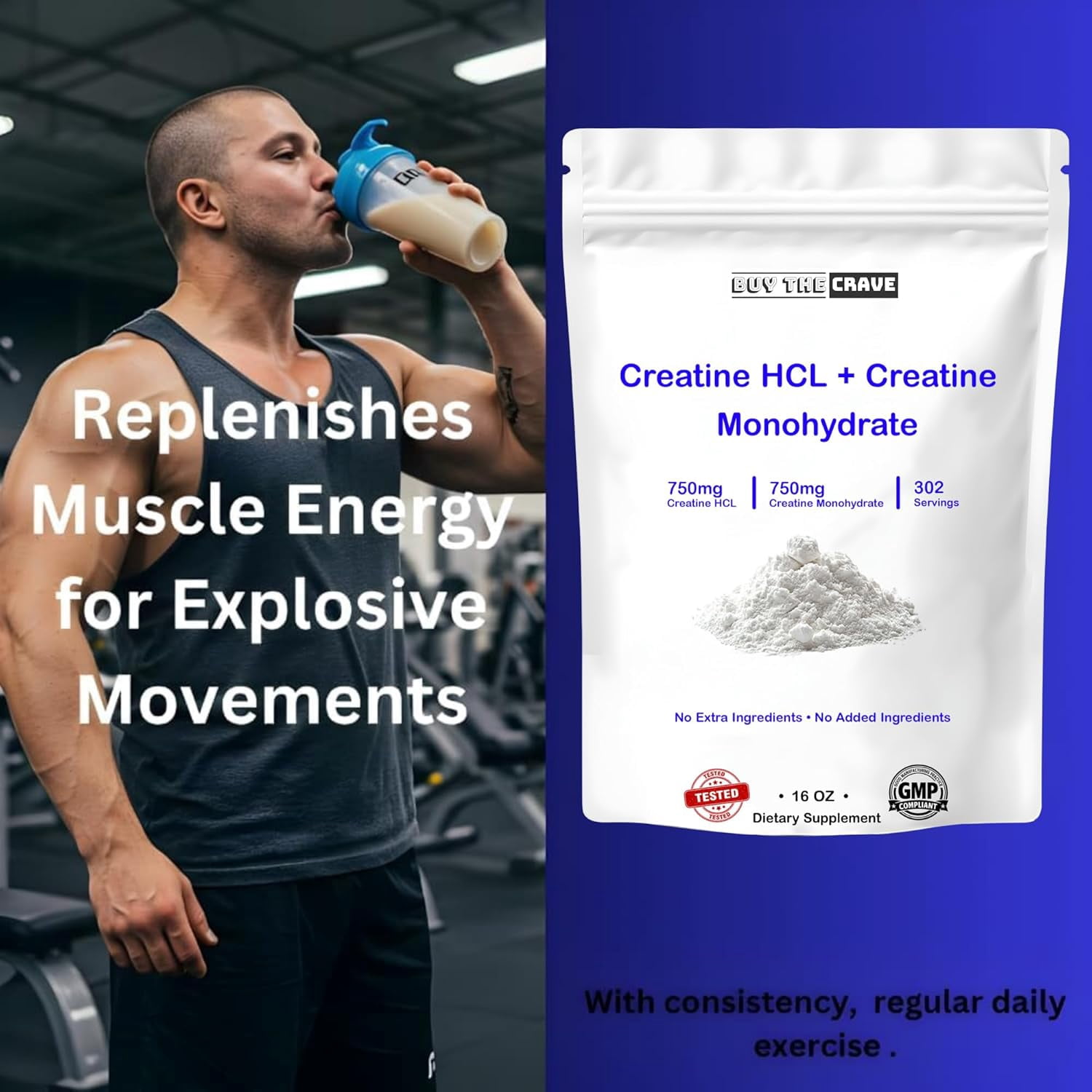 Buy The Crave: Creatine HCL and Creatine Monohydrate Amino Acid Supplements, 16 Oz
