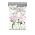 thumbnail image 2 of Ambesonne Flower Fitted Sheet & Pillow Sham Set, Pink Rose Tulip Abstract, Twinxl, White, 2 of 3