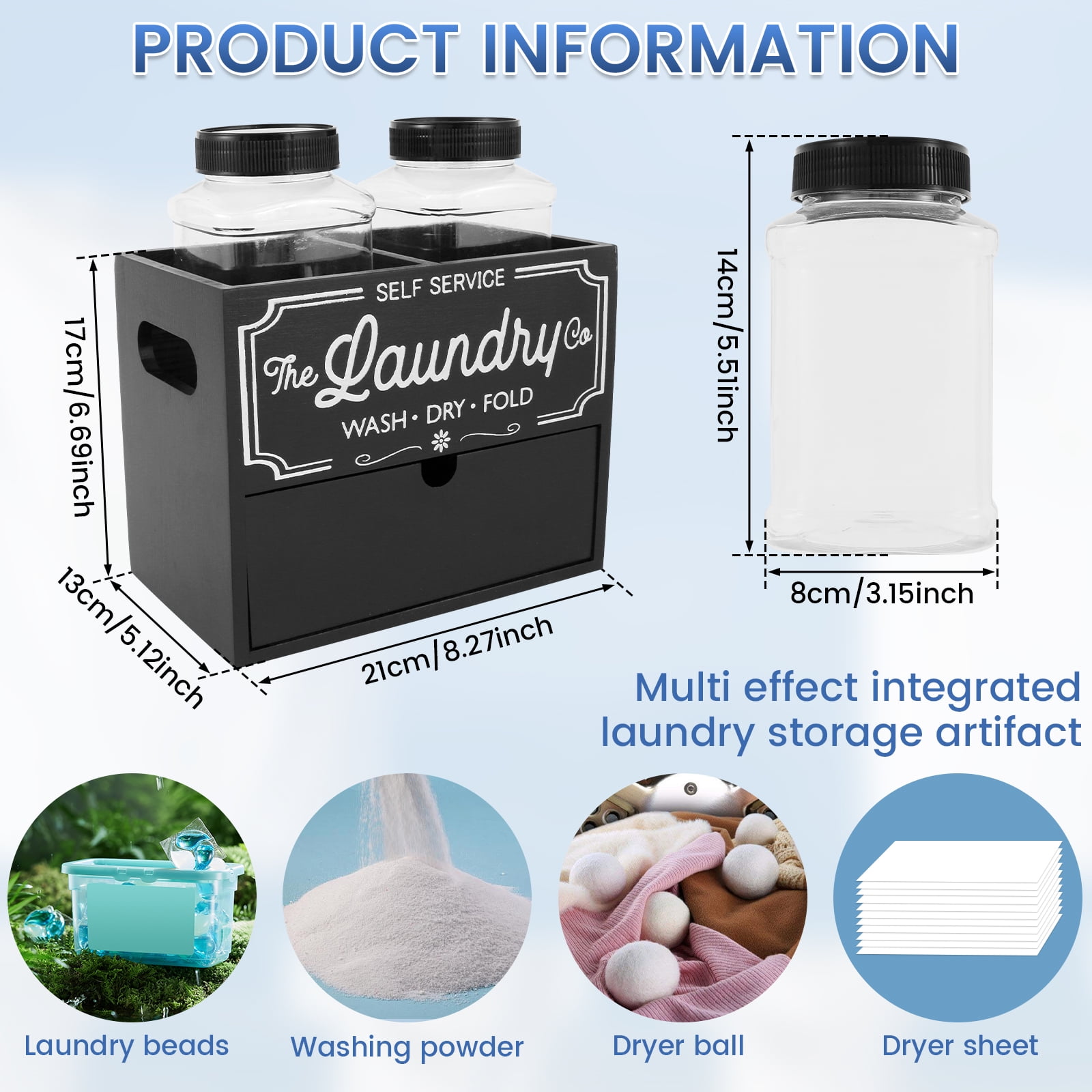 1 Unit 21 CM Solid Wood Laundry Dispenser Professional High Capacity Organization