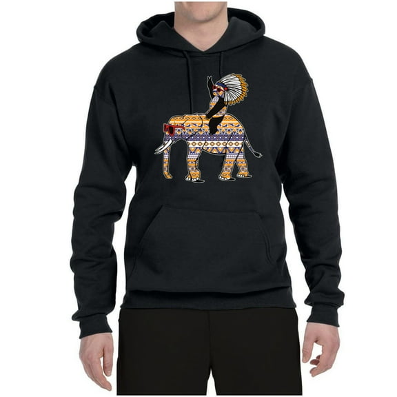 Wild Bobby, Cute Colorful Elephant Squirrel Mosaic, Animal Lover, Unisex Graphic Hoodie Sweatshirt, Black, Small