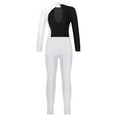 thumbnail image 6 of YONGHS Girls Gymnastics Unitards Long Sleeves Ballet Dance Bodysuit Leotards with Leggings Set White 8, 6 of 6