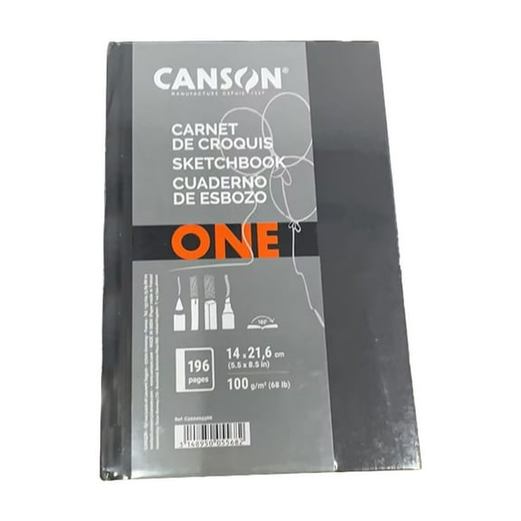 One Art Book, Sketchbook, Fine Grain, 100gsm, Sketchbook Hardcover, 8.5x5.5 Inches, White, 196 Sheets