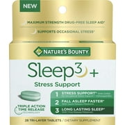 Natures Bounty Sleep3 Sleep Aid with Melatonin, Relaxation and Stress Relief Tri-Layered Tablets, 10 Mg, 28 Ct