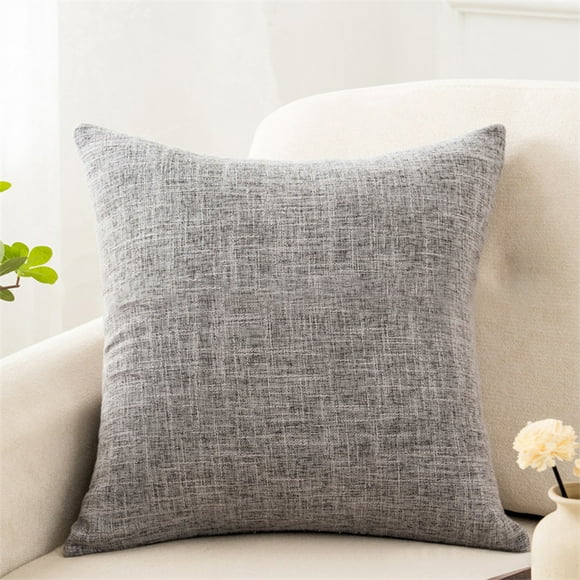 TIMIFIS Throw Pillow Covers, Soft Linen Pillow Cases, Decorative Square Solid Color Cushion Cover Cozy Pillow Case for Couch Sofa Bedroom Living Room Home Decor (16×16 In, Gray)