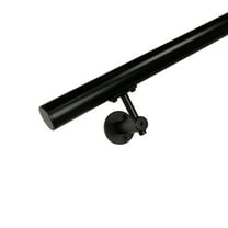 Industrial Aluminum 1.5 Inch Round Complete Indoor/Outdoor Straight Handrail Grab Bar Kit, Satin Black, 4 Foot Handrail