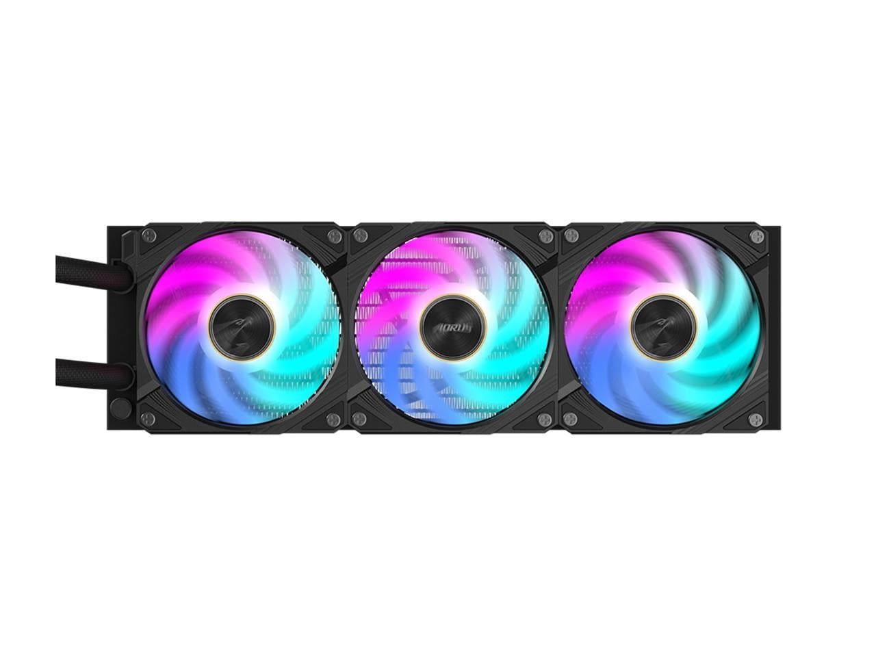 AORUS WATERFORCE X II 360 Liquid CPU Cooler, 360mm Radiator with 3x 120mm low noise ARGB Fans, compatible with Intel LGA1700 & 1851 and AMD AM5(GP-AORUS WATERFORCE X II 360)