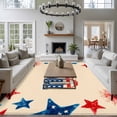 thumbnail image 4 of Independence Day Washable Area Rug 8 x 10 ft Retro 4th of July American Flag Red Blue Star Firework, Soft Non Slip Rugs Stain Repellent Indoor Felt Carpet for Living Dining Room Bedroom Home Office, 4 of 9