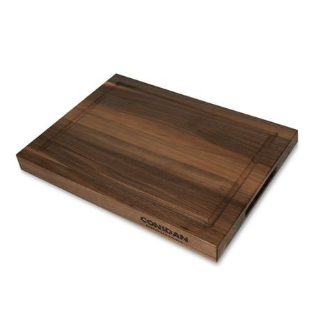 

CONSDAN Black Walnut Butcher Block Cutting Board with Invisible Inner Handles USA Grown Hardwood 1-1/2 Thick 16 L x 12 W