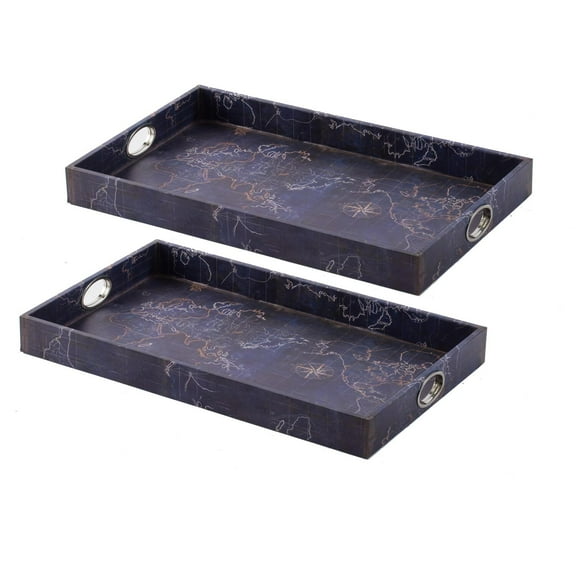 A&B Home Trays - Blue - Set of Two