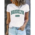 thumbnail image 1 of USA Print T-shirt, Short Sleeve Crew Neck Casual Top For Summer & Spring, Women's Clothing, 1 of 6