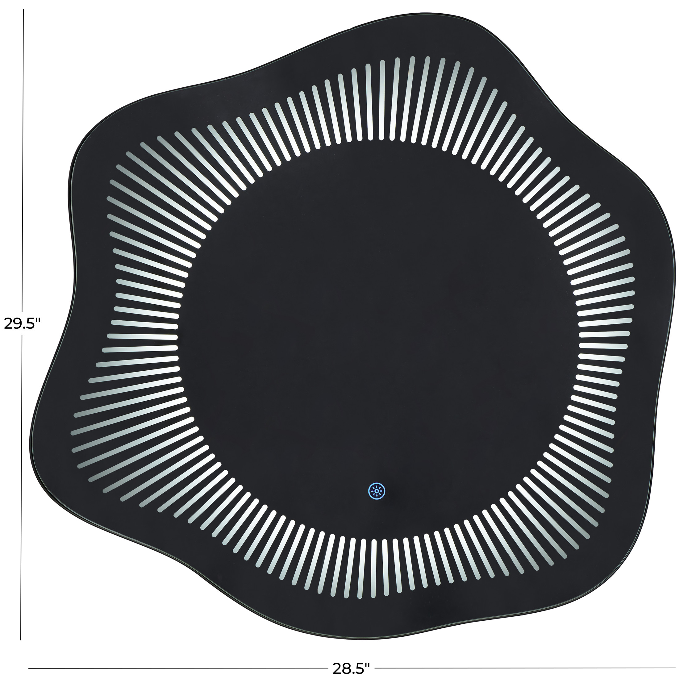 DecMode 29" x 30" Silver Wavy LED Abstract Wall Mirror with Radial Pattern