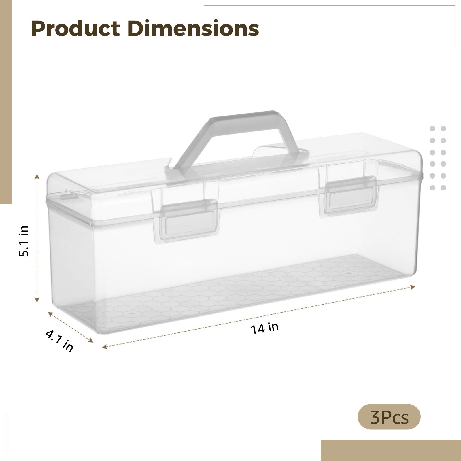 3 PCS Acrylic Paint Storage Boxes, 30 Bottles Capacity Clear Plastic Organizer Case for 2 oz Paint, Portable Art Supply Plastic Container with Handle for Craft Tools, 14 x 4 x 5 in