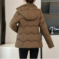 thumbnail image 4 of HAPIMO Women's Oversize Long Hooded Coats Fall Winter Trendy Warm Jacket Coat Long Sleeve Full Zip Solid Pocket Quilted Coats with Faux Fur Trim Hood Coffee XXL, 4 of 4