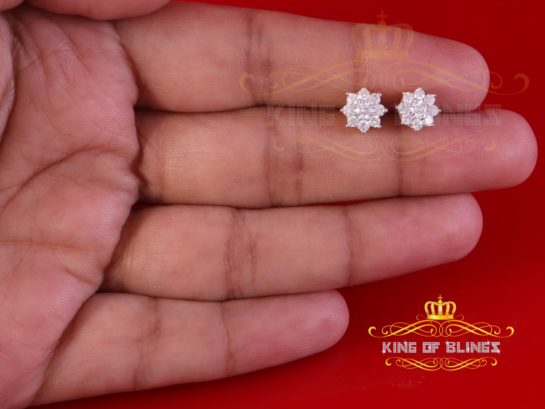 King of Bling's Men's/Womens 925 Silver White 1.00ct VVS 'D' Moissanite Round Stud Earrings