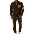thumbnail image 2 of Yusimy Men's Solid Color 2-Piece Button-Down Half-Zip Set Long Sleeve Drawstring Pants Casual Sports, 2 of 5