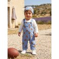 thumbnail image 6 of RUINIXCW Baby Boys 3Pcs Football Outfits Long Sleeve Romper with Overalls Pants Hat Set Newborn Clothes, 6 of 8