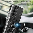 thumbnail image 4 of Heavy Duty Case for Samsung Galaxy Z Fold4, Camera Lens Sliding Rugged PC + Soft TPU Hybrid Shockproof Anti-Slip Cover with Magnetic Car Mount Ring Holder Kickstand Case,Blue, 4 of 6