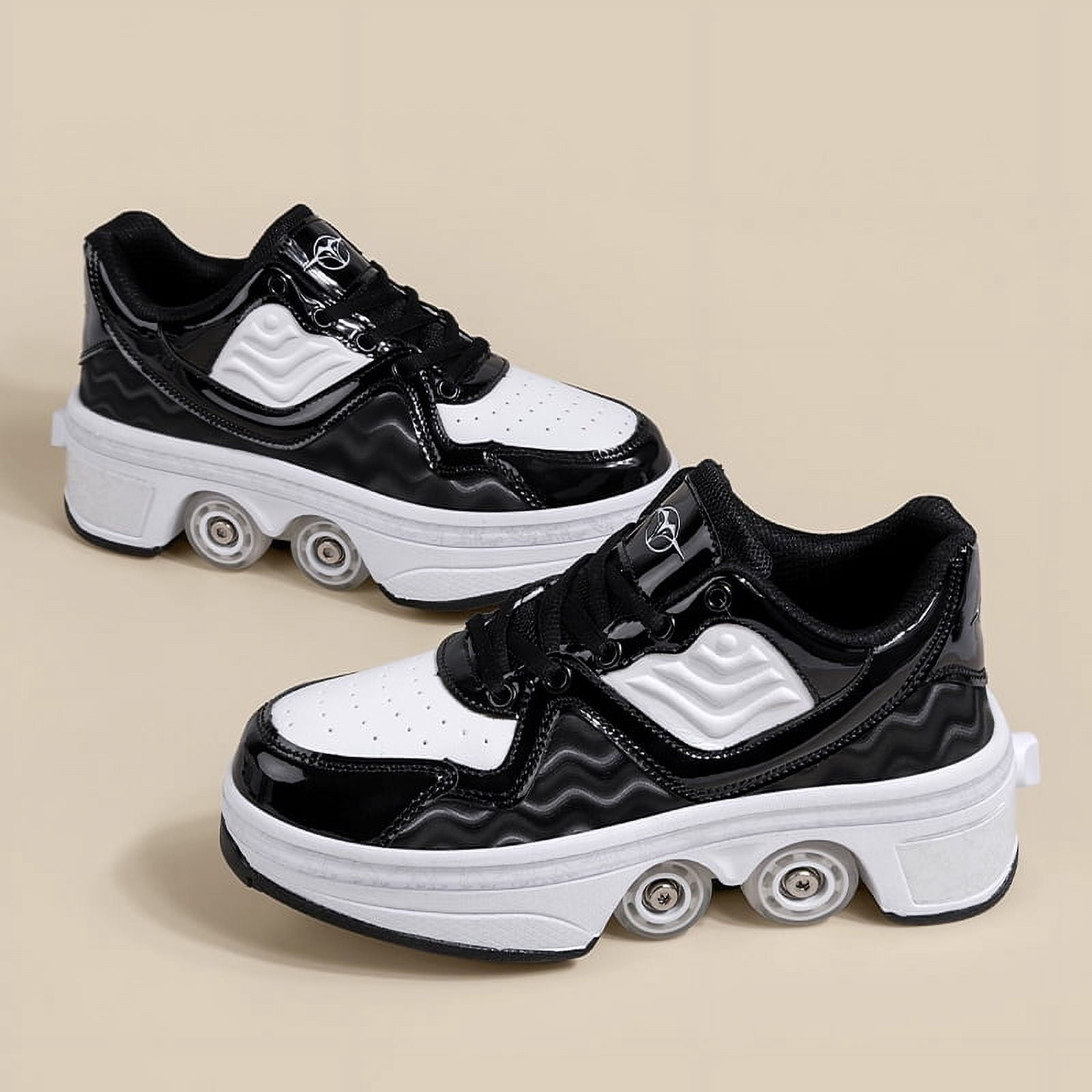 Roller Skates for Women Men, Shoes with Wheels for Girls, Kick Rollers Shoes Retractable for Boys, Adult Parkour Quad Roller Shoes, Inline Skates Children's Outdoor Skates