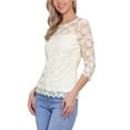 thumbnail image 4 of INSPIRE CHIC Women's Floral Lace Top 3/4 Sleeve Crew Neck Blouse XL Apricot, 4 of 6