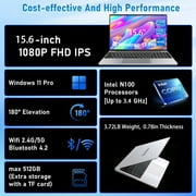 Windows 11 Pro Laptop 15.6inch, 12GB RAM 512GB SSD, 12th Gen Intel N100 Processor, 1920x1080, Webacm