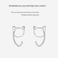 thumbnail image 4 of Pendientes de plata de ley S999 con forma de nicho y diseño de gancho para oreja de gato hueco para el cuidado de las orejas sin dormir, joyería para mujer, 4 of 5