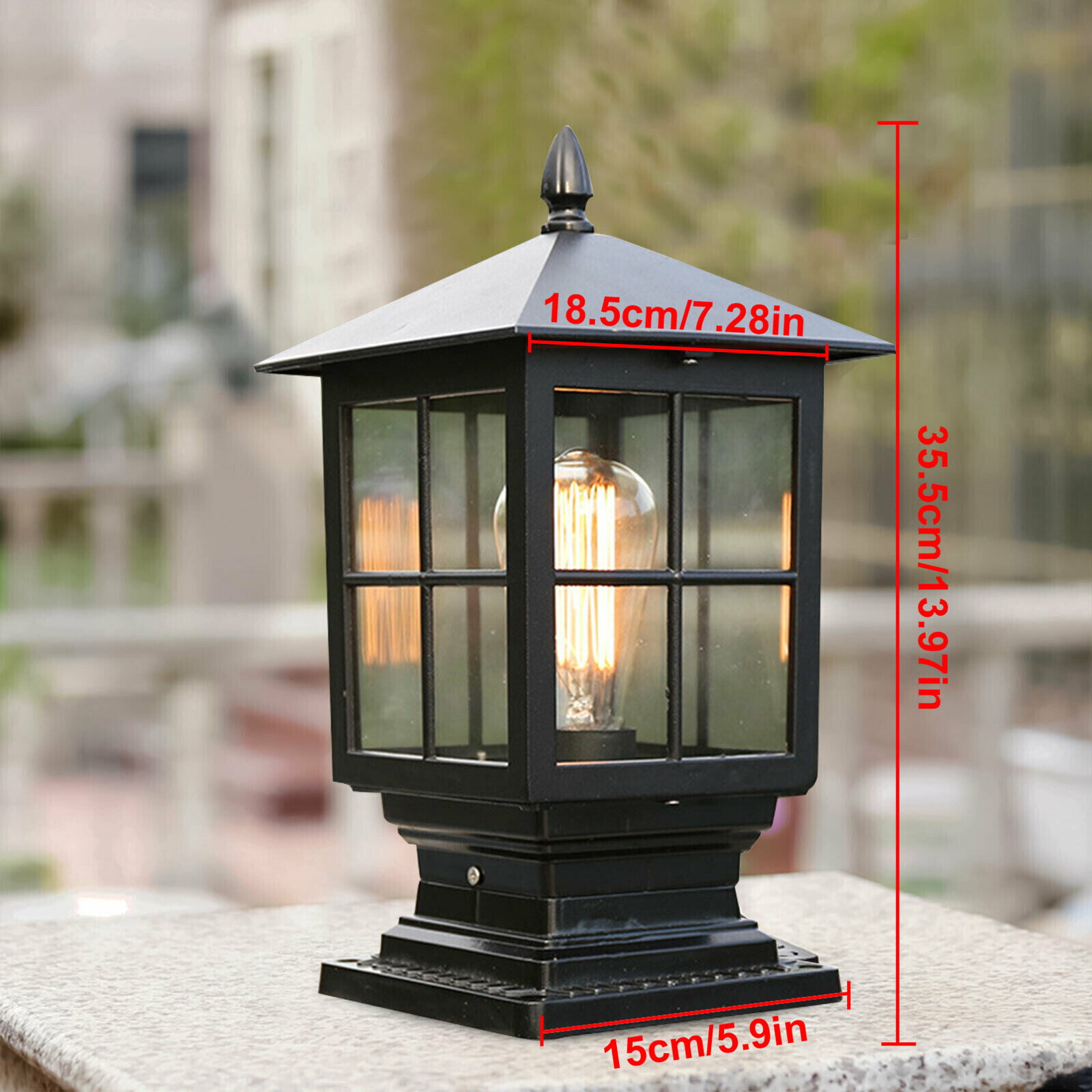 誠実 SDFDSSR Black Finish Globe Stigma Light Courtyard Pillar Outdoor  European Style Doorpost Waterproof Exterior Pole Lantern Patio Lamp Decor 