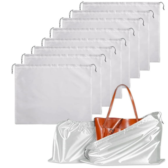 8 Pack Dust Bags for Handbags,Silk Dust Cover Storage Bag W/ Drawstring for Handbags Shoulder Bags Purses Shoes(19.6 x 15.7 In)