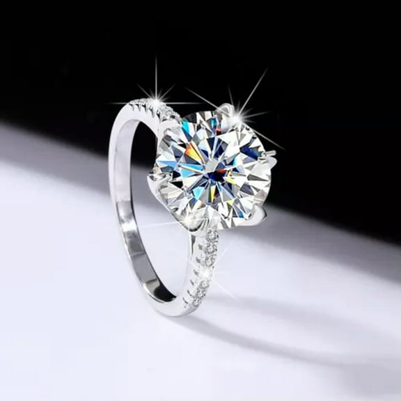 GKNET 925 Sterling Silver Ring Luxury D Color VVS1 5 Carat Moissanite Wedding Rings-6