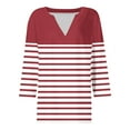 thumbnail image 5 of cfhntfmh 3/4 Length Sleeve Womens Tops V Neck Casual Striped Shirts Trendy Blouses Summer Basic Tee Loose Fit Soft Blouse, 5 of 6