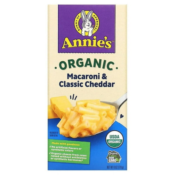 Annie's Homegrown, Organic Macaroni & Cheese, Classic Cheddar, 6 oz Pack of 2