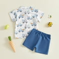 thumbnail image 4 of enyan Clothes For Baby Boy Boys Clothes Set Shirt Tops + Cotton Gauze Shorts Summer Outfit 2PCS with Pockets,Blue,3-4 Years, 4 of 4